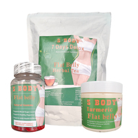 Formule douce Ingrédients Naturels Ventre Plat Kit Tisane Gummy Minceur Curcuma Crème De Massage Produits De Perte De Poids