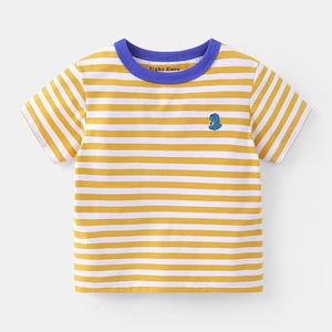 T-shirt d'été en coton polychrome à rayures pour enfants, vente en gros, provenant d'un fournisseur chinois - Product Image 2