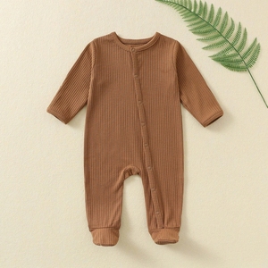가을 겨울 아기 점프수트 긴팔 크롤링 수트 캐주얼 스타일 신생아 옷 버튼 여밈 방귀 잠옷 - Product Image 3
