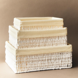 Woven Storage <b>Basket</b> Set Rectangle Handmade Three Piece L36x27x13cm M32x24x12cm S28x20x10cm For Home Cosmetic <b>Wardrobe</b> Snack - Product Image 1
