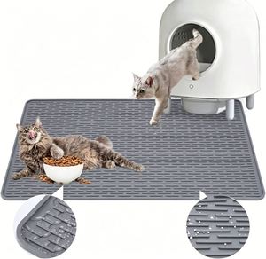 Cross-border 15mm Thick Rectangle Silicone Cat Litter <b>Mat</b> Anti-Splash Washable Extra-<b>Large</b> Sand-Trapping Pad for Cats - Product Image 1