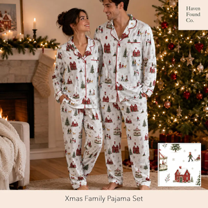 Individuell Bedrucktes Pyjama-Set Gemütliches Weihnachts-Katzen-und-Hunde-Motiv OEM POD Maßgeschneiderte Familien-Passende Pyjama-Anzüge - Product Image 1