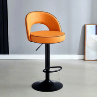 Tabouret de bar moderne de luxe nordique en cuir PU avec dossier, chaise de bar haute pour îlot de cuisine, café, mobilier de bar à domicile