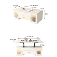Table basse relevable multifonctionnelle moderne couleur crème, table à manger pliable 2-en-1, mobile pour salon, OEM ODM