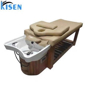 KISEN Fauteuil de lavage de cheveux professionnel pour salon de coiffure, inclinable à 360°, avec fonction spa capillaire et vapeur, en gros - Product Image 1