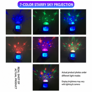 นาฬิกาปลุกโปรเจคเตอร์ดาว LED ไฟกลางคืนหลากสี ฉายภาพกาแล็กซี่ พร้อมเสียงเพลงปลุก 11 ทำนอง สำหรับห้องนอนเด็ก - Product Image 2