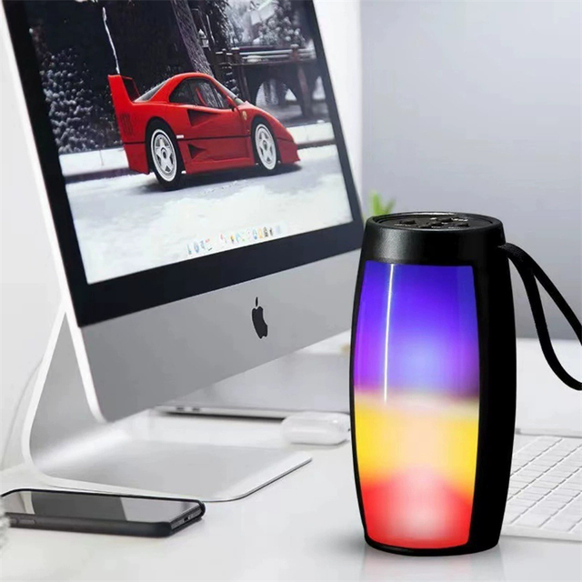 Portable RGB LED Wireless -compatible Speaker Night Light New Card Music Player Lanyard Portable Luminous Card Speaker