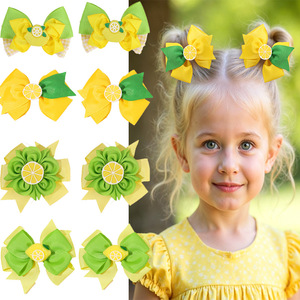Pinza para el pelo de bebé con diseño de frutas de verano, lazo de doble capa con rodaja de limón, pinza de cocodrilo, estilo dulce y fresco, accesorio para el cabello infantil - Product Image 1
