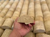 Mosaïque en travertin beige naturel, demi-rond, courbé, surface cylindrique 3D en arc, pour la décoration murale d'hôtels et de villas
