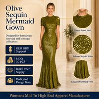 Robe de soirée de luxe en sequins olive pour femme, robe moulante sirène maxi, tenue de soirée formelle