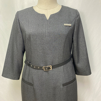 Robe de Soirée et de Bureau en Chiffon Solide de Qualité Luxe, Respirante, à Manches Longues, Ornée de Cristaux, Taille Naturelle, Lavable, Longueur Genou, Grandes Tailles