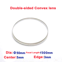 50mm Dia 300mm Focal Length K9 Optical Glass Double-sided Convex Lens for Magnifying Glass and Optical Instruments