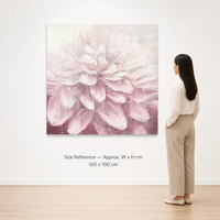 Peintures et arts muraux en gros, grand format, faits à la main, sur toile carrée, motif floral pivoine, rose texturé, encadrés et prêts à accrocher, pour chambre à coucher