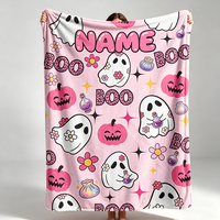 Couverture polaire personnalisée Pastel Kawaii Hiver Fantôme Écologique Portable pour Cadeaux Saison Sombre Fleur Rétro Noeud Décoratif