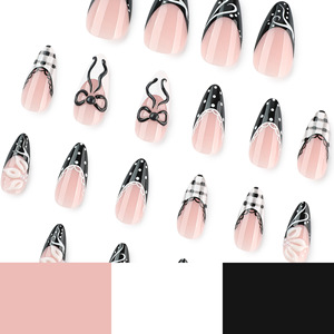 Faux ongles à presser noirs style français, haute qualité, personnalisables pour le bureau, vente en gros - Product Image 2