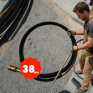 Vibrateur à béton interne pneumatique Tayo TP38 38 mm à arbre flexible pour pièces structurelles renforcées - Product Image 1
