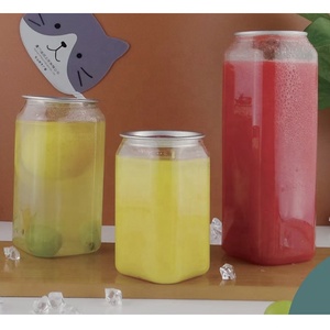 Nhựa Pop Can 330Ml 500Ml 650Ml PET Trong Suốt Đồ Uống Có Thể Với Mở Và Uống Nắp - Product Image 5