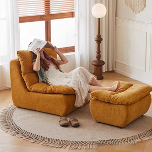 Modern Yellow <b>Fabric</b> <b>Sofa</b> Bed One Seat Pillow Back Padded Arm Comfortable Living Room Furniture - Product Image 3