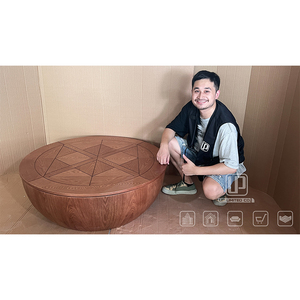 Lowest Price Nordic Brown Wooden Coffee Table <b>Large</b> Round Shape Coffee Table for Living Room With Storage Brown Wooden Coffee Ta - Product Image 1