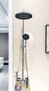 Ensemble de douche moderne en acier inoxydable Odu avec cartouche en laiton, jets de pluie et doux, barre coulissante pour hôtels, appartements, villas - Product Image 3