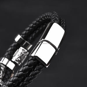 Pulsera de Cuero <span class=keywords><strong>para</strong></span> Hombre con Runas Vikingas de Acero Inoxidable, Pulsera de Cuero Genuino, Pulsera Punk Vikinga, Regalo <span class=keywords><strong>para</strong></span> Él - Product Image 5