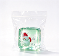 Jouet à presser carré transparent multicolore en TPR de 5,5 cm avec figurine de Père Noël flocon de neige, thème de Noël, bloc anti-stress