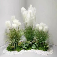 Fausse fleur artificielle en plastique haute simulation faux roseau herbe avec pot pour la décoration de la maison