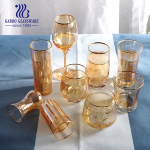 En stock la commande faible QUANTITÉ MINIMALE DE COMMANDE ion électrolytique Arabe style gobelet en verre tasses à thé vin verre flûte à <span class=keywords><strong>champagne</strong></span> avec réel or jante - Product Image 1