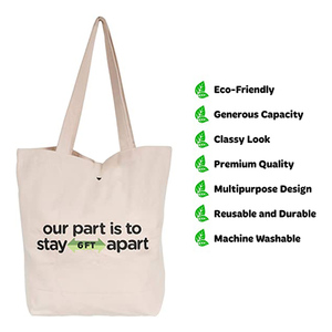 Sac fourre-tout en toile de coton recyclé, uni, économique, écologique, personnalisable (ODM/OEM) avec logo, fermeture à bouton, plusieurs tailles - Product Image 4