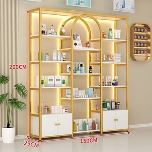 Étagère de rangement pour salon avec éclairage LED |   Cadre en acier au carbone |   Très résistant |   Pour les salons de coiffure, les salons de beauté, les salons de manucure et les instituts de cosmétologie - Product Image 3