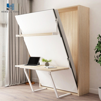 Lit mural Murphy avec bureau pliant multifonctionnel, lit pliant dissimulé, meuble combiné gain de place pour chambre et bureau