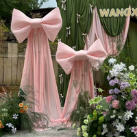 Toile de fond en tissu rose à nœuds papillon à prix avantageux, idéale pour mur de fleurs et nœuds papillon pour fête d'anniversaire d'enfants