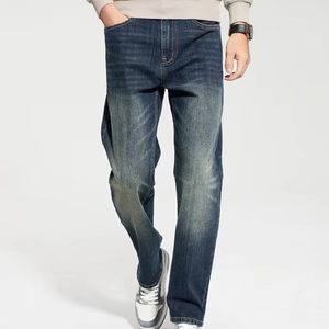 Jeans en denim élastique pour garçons, coupe droite, bleu foncé, jeans stretch skinny pour hommes, pantalon en denim décontracté ample - Product Image 2
