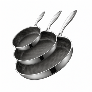 Triply Tổ Ong Gốm Không Dính Thép Không Gỉ Fry Pan Chảo 8/10/12 Inch 20/24/28Cm Cho Nhà Và Nhà Hàng - Product Image 1