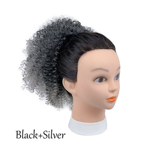 Perruque courte bouclée pour femme, petites boucles serrées, style afro volumineux, fibre synthétique, <span class=keywords><strong>chignon</strong></span> à cordon - Product Image 5