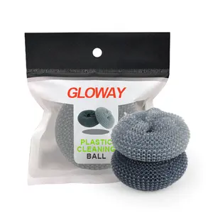 PET And Steel Dish Scrubber Soap Dispensing Brush With Container Set  Scouring Pad Pot Scrubber Metal Ball Kitchen Cleaning Brush