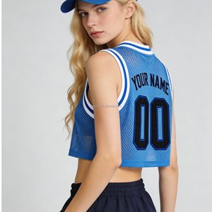 Kaos Jersey Sepak Bola Retro Trendy Custom Murni Berbahan Mesh untuk Wanita, Atasan Crop Kasual Wanita, Atasan Basket Crop Berbahan Mesh untuk Olahraga Wanita - Product Image 2