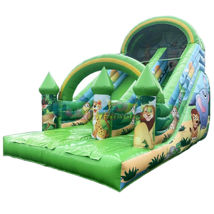 Tobogán inflable de Madagascar para niños, casa de brinco inflable para exteriores, tobogán inflable seco de doble carril. - Product Image 6