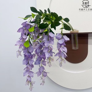 Fleur artificielle de glycine, branche unique, violet rose blanc, plastique souple, haute simulation, décoration de mariage - Product Image 2