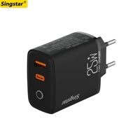 Chargeurs européens noirs en gros, charge rapide 25W, chargeur super rapide, adaptateur secteur USB Type C PD pour iPhone et Android