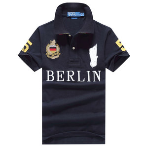 Polo à manches courtes pour homme Berlin, noir, coton, logo brodé, vêtements décontractés - Product Image 1