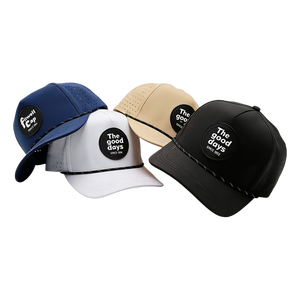 Dazu लेजर कट छेद छिद्रित टोपी कस्टम पुरुषों उच्च गुणवत्ता 5 पैनल रबर लोगो खेल हाट वाटरप्रूफ टोपी - Product Image 1