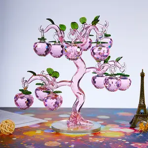 EU Hand Blown Glass Fruits Figurines Home Decoration Ornaments Crystal Glass Apple Tree