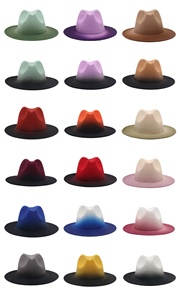 New Arrival Autumn Winter Two Tone Color Gradient Felt Jazz Fedora <b>Hat</b> Men Women French Style Spray Painted Fedora <b>Hat</b> - Product Image 2