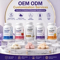 Complément alimentaire naturel à marque privée OEM/ODM, comprimés à croquer de vitamine D3 et de calcium pour adultes, 60 comprimés par flacon, qualité alimentaire