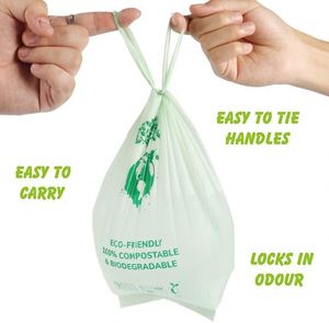 Sacs à déjections canines écologiques, simples, à longue poignée, 100 % compostables, en amidon de maïs, biodégradables, parfumés à la lavande, avec attaches. - Product Image 2