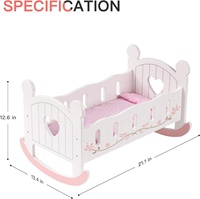 Berceau de poupée en bois de 18 pouces avec literie Mobilier de berceau éducatif à bascule pour filles
