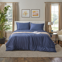 Parure de draps ajustés 100 % eucalyptus, design uni tissé rafraîchissant, luxe pour la maison et l'hôtellerie