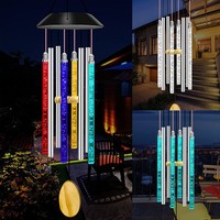 Carillon solaire à tube lumineux, carillons solaires LED à changement de couleur, lumière suspendue extérieure étanche pour la décoration de jardin et de patio