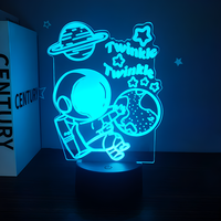 Lampe de nuit artistique 3D lumineuse et colorée Veilleuse à LED Décoration intérieure de bureau Tables d'astronautes télécommandées Lampe acrylique pour chambre à coucher